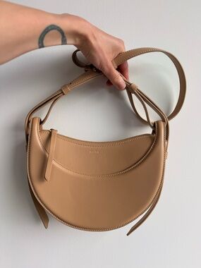 Polene Numéro Dix Smooth Beige Leather Handbag